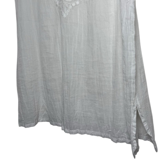 Zolena Floral Embroidered Top Size Medium White Natural Fibres Boho Coastal - Picture 3 of 6